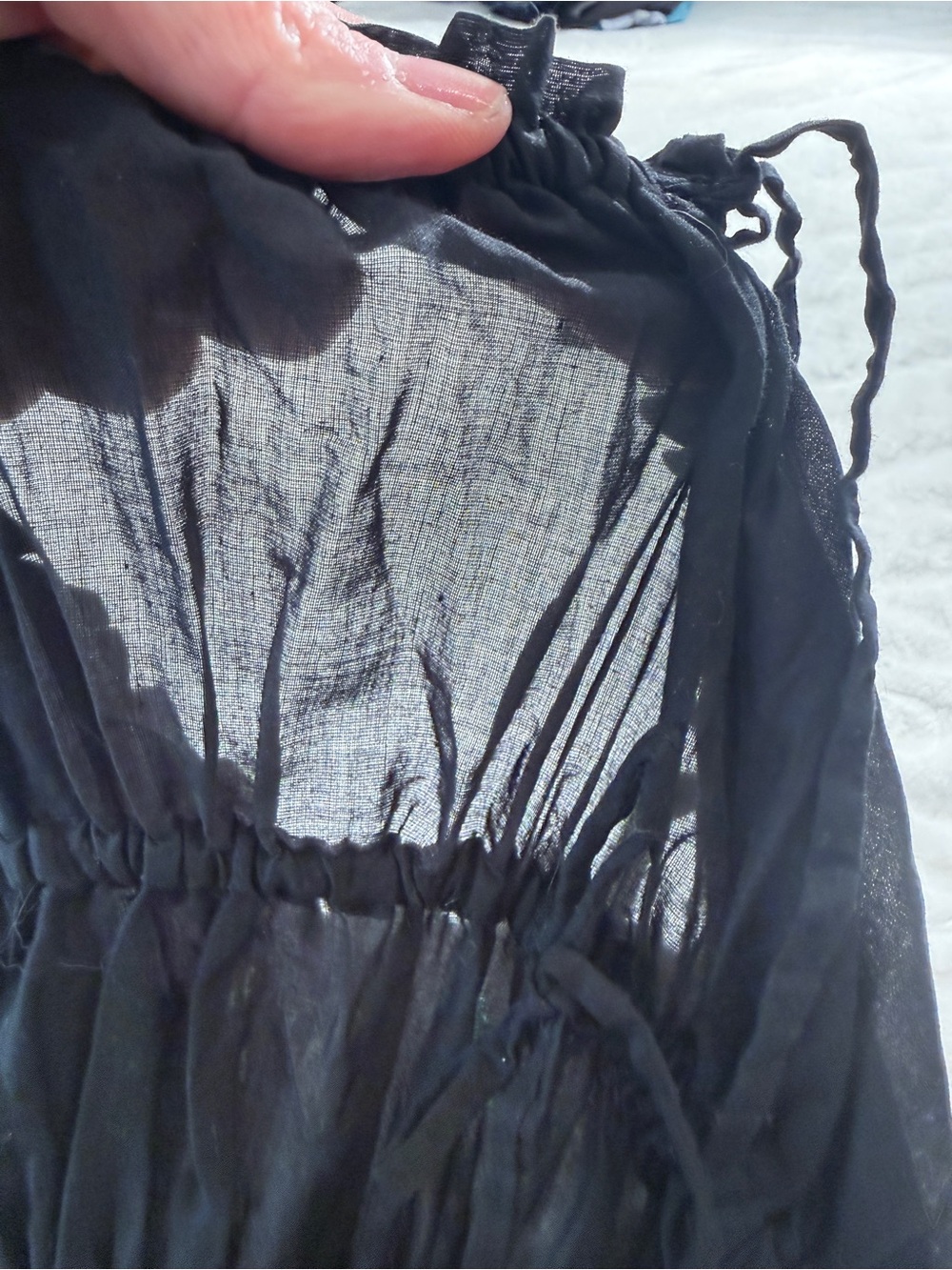 J.Crew Black Sheer Gauze Cotton Midi Dress Smocked Bodice Straps Size Small - Picture 5 of 7